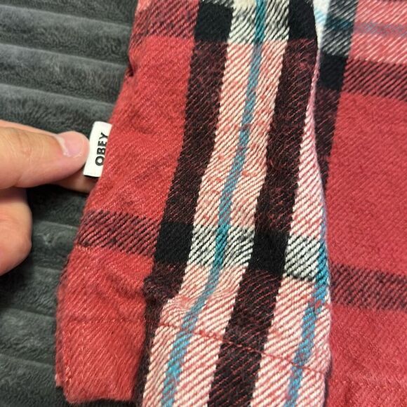 Obey Plaid Thick Flannel Stephan Shirt Jacket Long Sleeve Button Down Medium - Picture 6 of 9